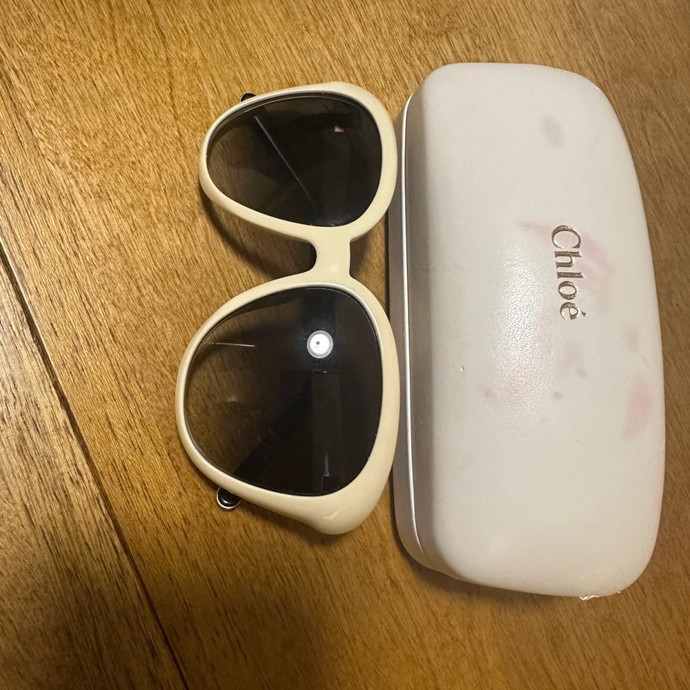 Chloe Cream Sunglasses with Case